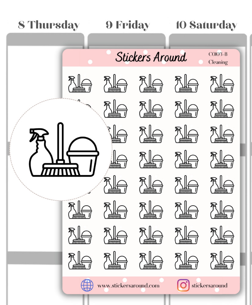 Cleaning Icon Planner Stickers, Cleaning Chores stickers, Calendar & Journal