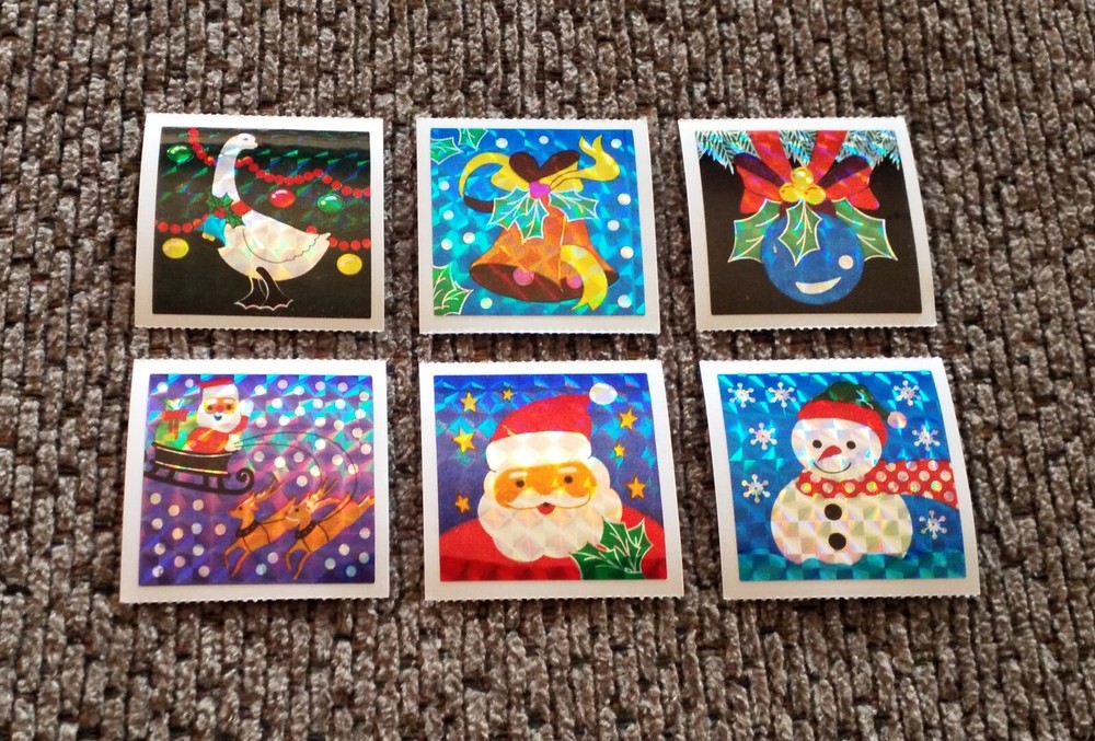 Vintage Great Sevens Stickers – 6 Asst’d Prism Christmas Mods – Great Cond!
