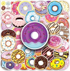 50 Pcs Donut Stickers, Colorful Cute Sweet Food Stickers Decals