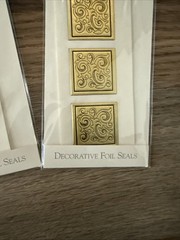 Fossler Seals Gold Small Square Fleur Marian Heath Tags Cards Envelopes LOT 4