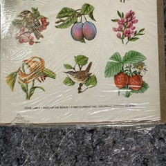 Vintage 1982 Sticker 2 Sheets New In Package by Current – Birds, Flowers, Fruit