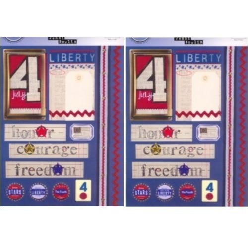 2 SETS LI’L DAVIS TAG-A-PEELS CARDSTOCK STICKERS PATRIOTIC 4TH JULY JENNI BOWLIN