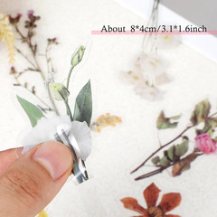 120 Pcs Transparent Flower Stickers for Scrapbooking PET Nature Plant Floral