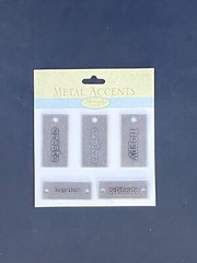Metal Tags Embellishments Scrapbook Lot of 33 Words Sentiments Accents Adhesive