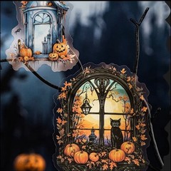 10pcs Halloween Shadow Window P.E.T. Stickers- Scrapbook, DIY Cards & Crafts