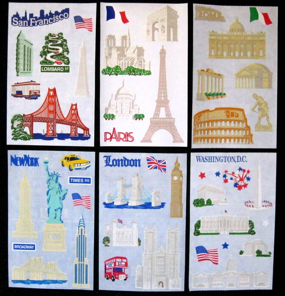 Mrs Grossman – Six 4×6 inch Laser Cut ‘Destination’ Sticker Sheets *Ships Free*