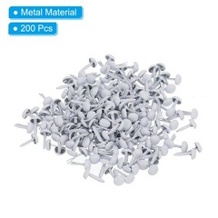 200 PCS Paper Brass Fasteners Split Pins Pastel Mini, White, 4.5 x 8 mm