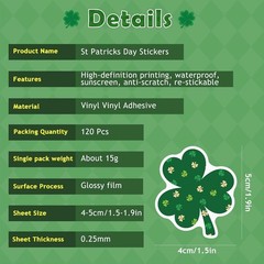 Vibrant St. Patrick’s Day Crafts Stickers – 120 Non-Toxic Kids Party Favors