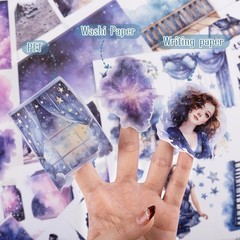 Galaxy Stickers for Journaling – 20 Sheets Star Space Fantasy Washi Paper Decals