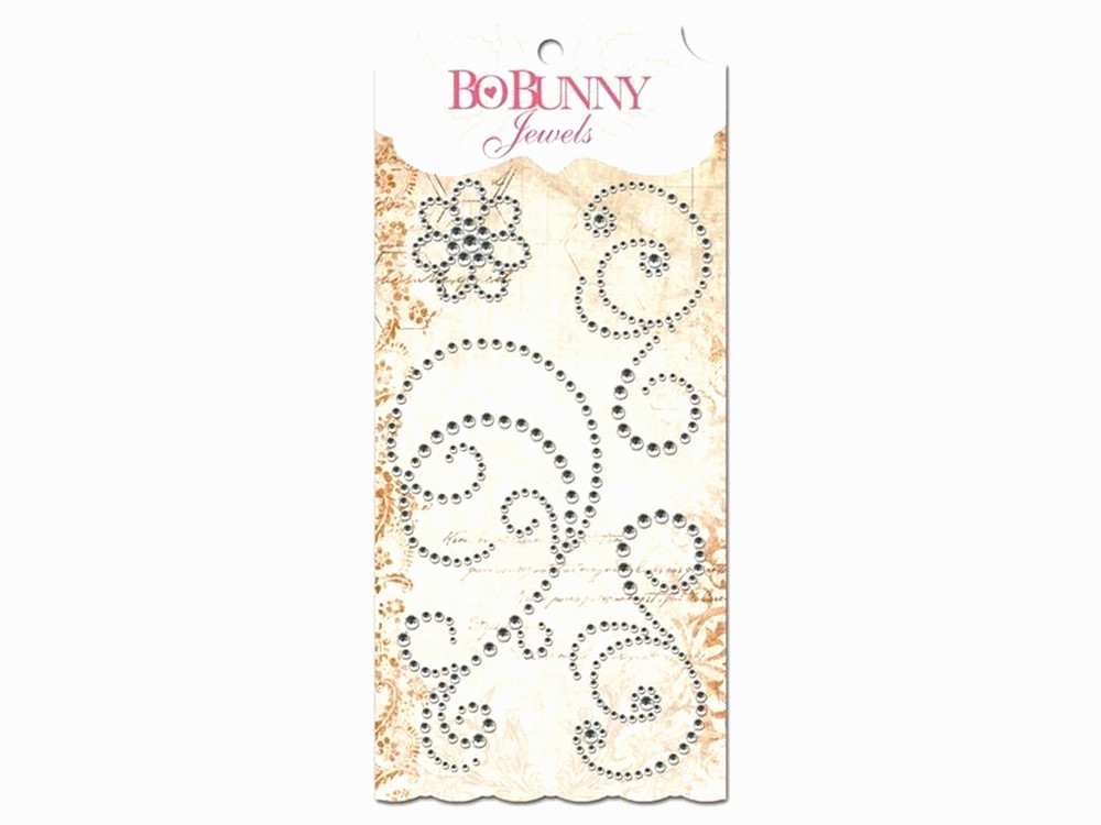 Swirl Swirls Glaze Clear Silver Flourish Crystal Bling Jewels BoBunny Stickers