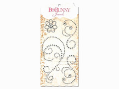 Swirl Swirls Glaze Clear Silver Flourish Crystal Bling Jewels BoBunny Stickers