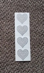 Vintage Mrs Grossman Stickers – 1 Strip 1998 Silver/Gray Brocade Hearts – Good