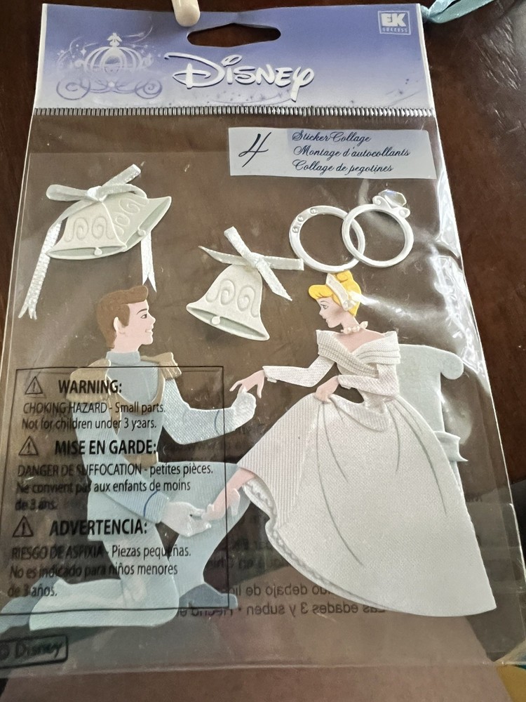 Cinderella Prince Charming Engagement Disney 3D Stickers *New un opened vintage