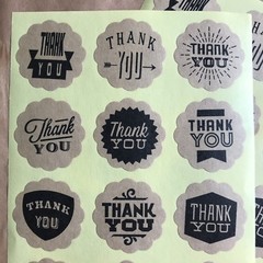 144 Assorted Kraft Thank You, Made With Love, And Handmade For You Stickers