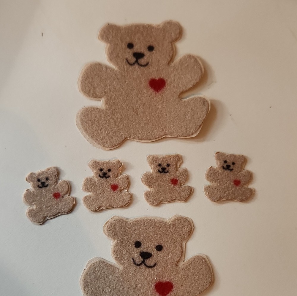6 Vintage 80’s Sandylion Teddy Bears Fuzzy stickers