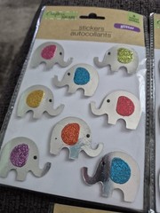 Crafters Square/Glitter-Metallic Multicolor/Elephants Stickers/Lot Of 5 Packs