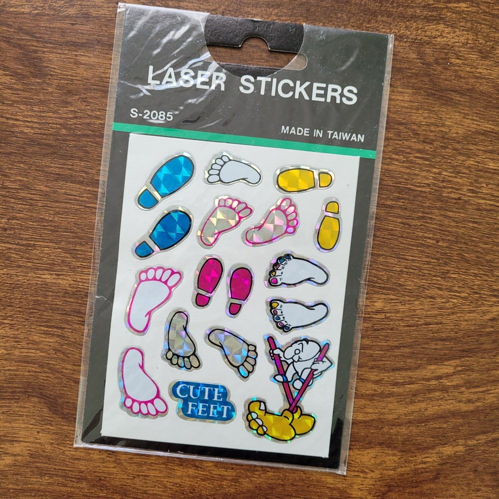 Laser Stickers Footprints Feet New Sealed Vintage