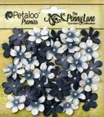 Mini Daisies Petite BLACK GREY 40 Paper 20-22mm Pearl Centre Penny Lane Pet XC