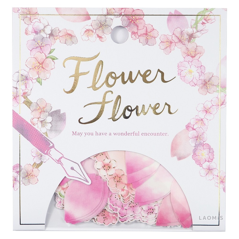 Mind Wave Washi Flowers Foil Stamping Write-On Flake Stickers/Sakura