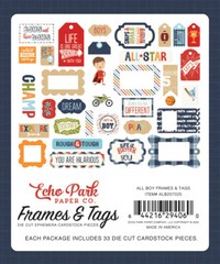 1 Pack Echo Park Paper ALL BOY Frames & Tags Die-Cut Ephemera