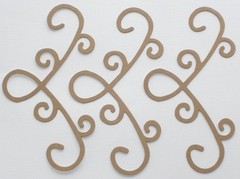 (6) CORNER FLOURISH – Accent w/ Heart- Bare Chipboard Die Cut – 5 3/4″