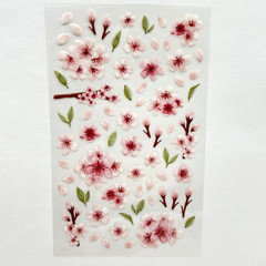Suatelier Pink Water Blossom Dimensional Planner Stickers Scrapbooking Journal
