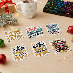 6-20 Sarcasm Stickers – 3-Inch Vinyl Decals for Laptop, Water Bottle, Notebook