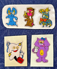 Vintage Googly-Eye Puffy Stickers Lot of 5 Kitten Horse Tooth Mouse Monkey