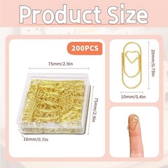 Small Gold Paper Clips: Love Heart Shaped Paperclips 200 Pcs Mini Metal Cute