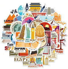 50 Pack Travel World City Landmark USA City Skateboard stickers Waterproof Vinyl