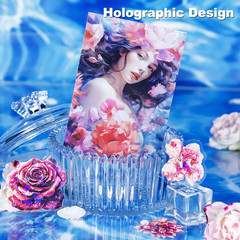 90Pcs Floral PET Stickers, Fantasy Holographic Stickers for Scrapbooking, DIY Cr