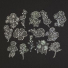 Holo Flower Stickers Set of 15 Transparent Holographic Laser Stickers DIY