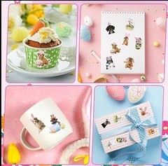 40 PCs ~1×1.2” Adorable Dogs In Easter Costumes Stickers 16 Designs