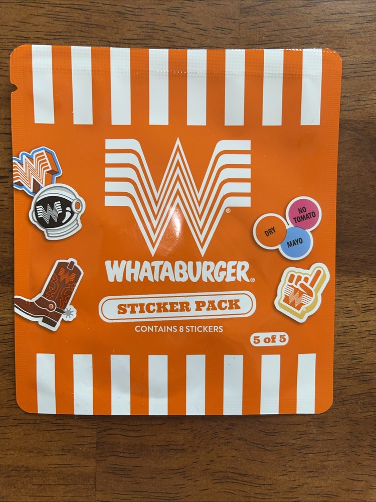 Whataburger Sticker Pack 5 of 5 Collectible 2026 Kids Meal Toy 8 Stickers Sealed