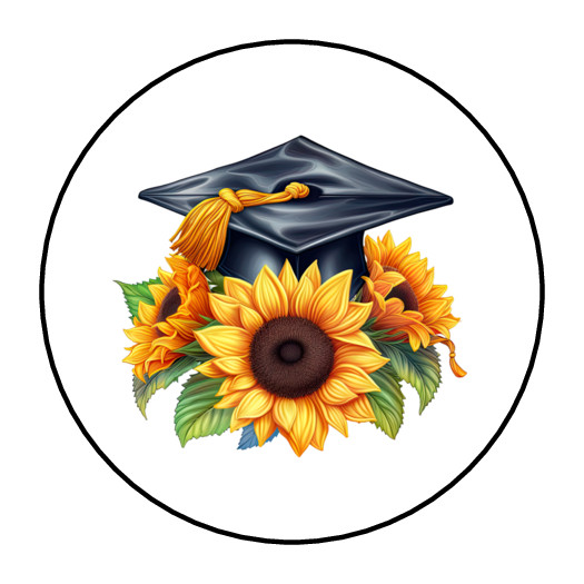 30 Graduation sunflowers envelope seals, stickers labels, tags
