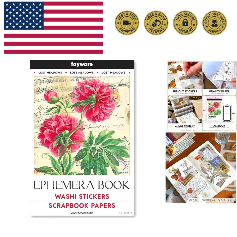 Vintage Washi Stickers for Journaling – Ephemera Book for Journaling with 414…