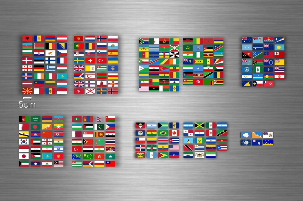 Set 252x sticker flag scrapbooking country collection stamp coins small world r2