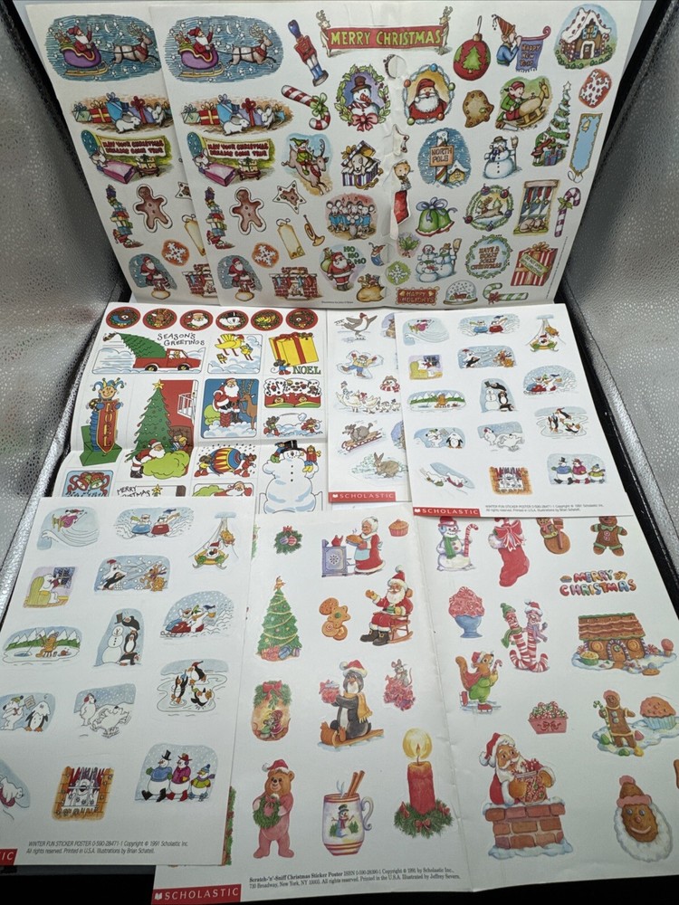 Lot 100s Vintage SCHOLASTIC & Troll Christmas Stickers NEW