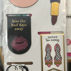 The Paper Studio AGENDA 52 Paperclips EYELASHES & LIPSTICK Magnetic Clips 6 pcs