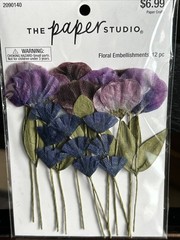 The Paper Studio Floral Embellishments 12 pieces Purple/Blue #2090140