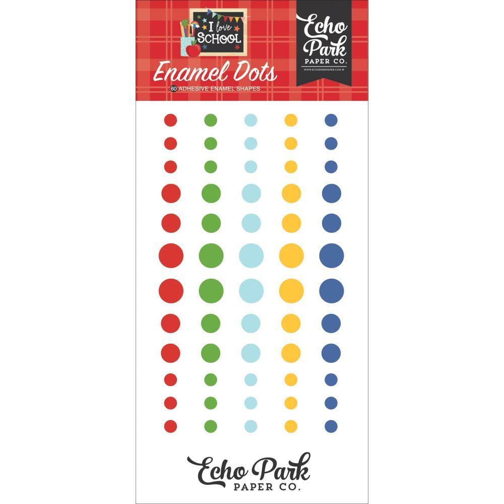 Crafts Enamel Dots EP I Love School Red Blue Yellow Green Large Small