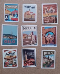 International Cities Themed Stickers – Lot of 9