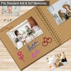 DIY Scrapbook Album 7×7 Inch Hardcover Kraft Paper Memory Photo Book 40 Pages