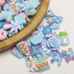 LibiIine 100pcs Mix Lots Flatback Resin Buttons Flat Back Mix, Blue