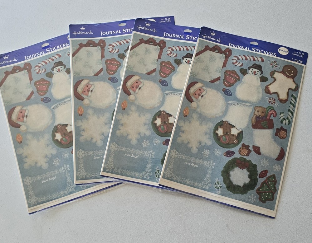 VTG Hallmark Acid Free Large Journal Stickers Christmas Lot of 4 Packages NEW
