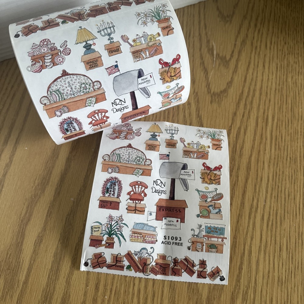 Vintage Moving Sticker ROLL Stickers, Boxes, Mailbox, New Home, Over 90 Sheets