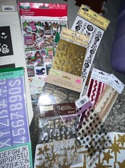 Craft Lot. Scrapbk New Stencils Stickers Stamps. Colorful Paper Sheets/square.