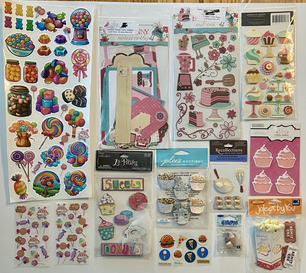 Large Lot Of Food Sweets Stickers! Jolee’s Boutique, Bo Bunny, Recollections Etc
