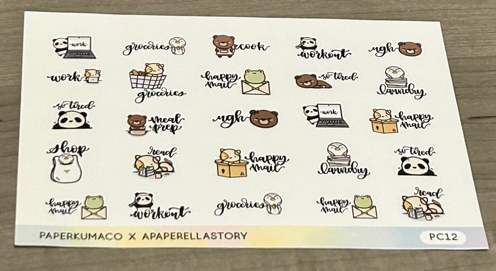 NEW Paper Kuma Co x A Paperella Story Collab Sticker Sheet PaperKumaCo
