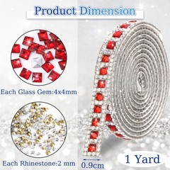 4 Rolls Rhinestone Ribbon Rolls,Red Glass Rhinestone Tape Stickers for DIY Cr…